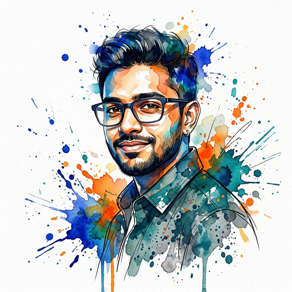 Aarav Mehta — watercolor portrait