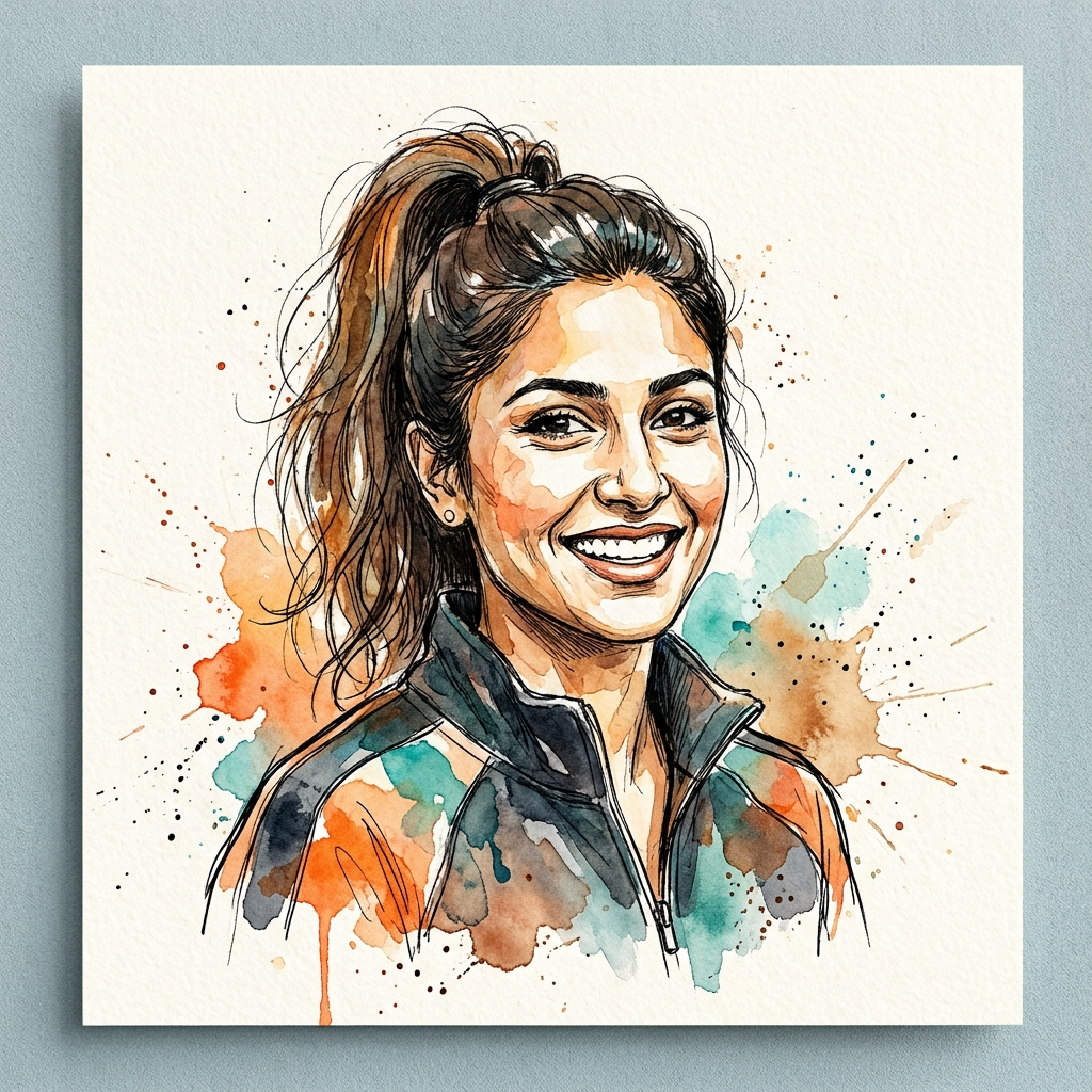 Meher Gill — watercolor portrait
